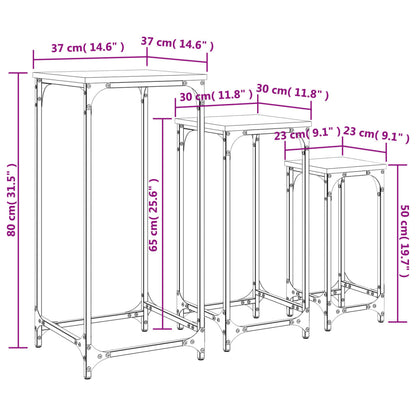 Soffbord sonoma ek Satsbord 3 st