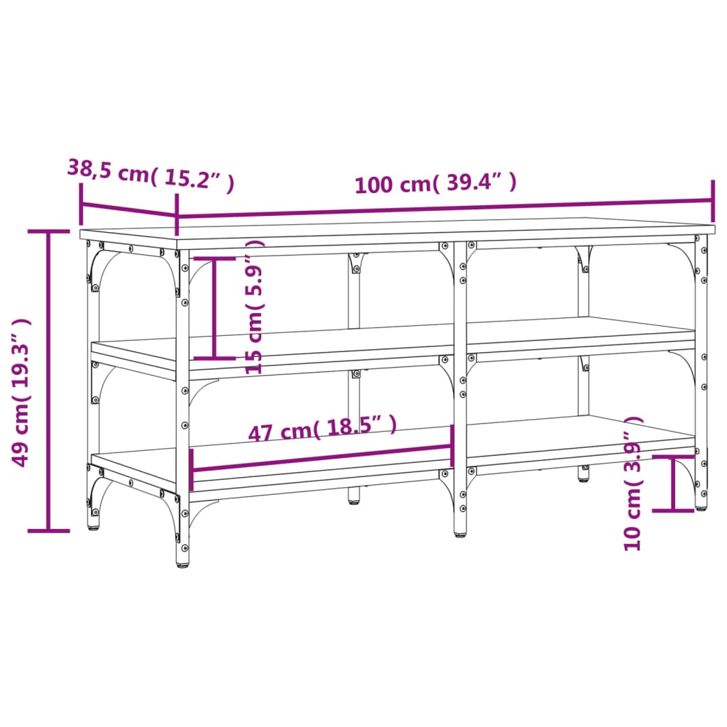 Kenkäteline Kenkäkaappi Kenkäpenkki ruskea tammi 100x38,5x49 cm