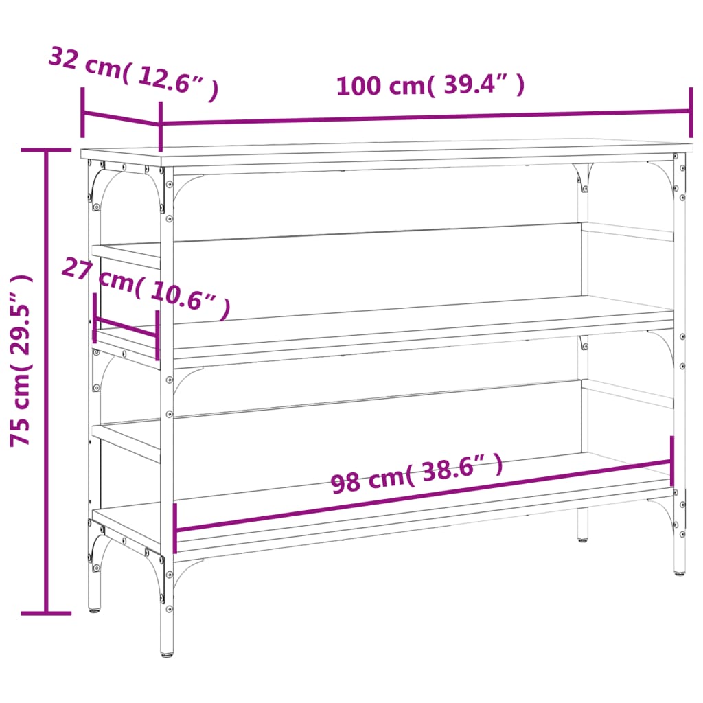 Avlastningsbord konsolbord svart 100x32x75 cm