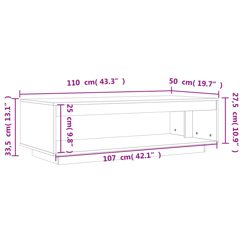 Soffbord brun vaxbrun 110x50x33,5 cm furu