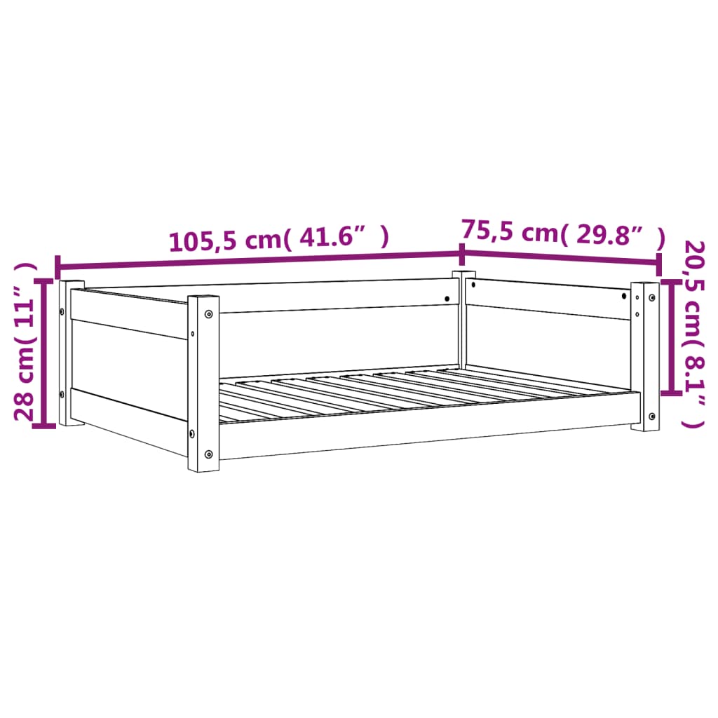 Koiran sänky Koiran sänky ruskea 105,5x75,5x28 cm massiivimänty