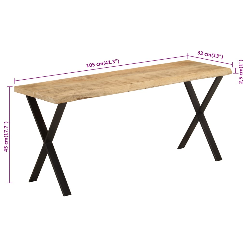 Penkki elävällä reunalla 105 cm mangopuuta