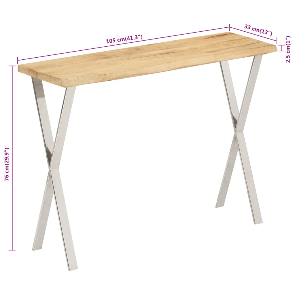 Avlastningsbord konsolbord massiv trä mangoträ med levande kant 105x33x76 cm