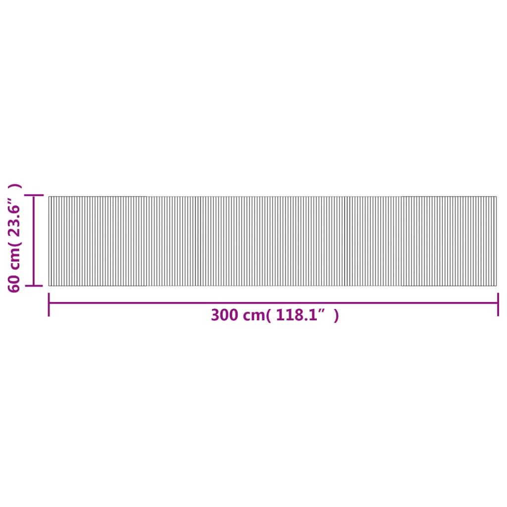 Lattiamatto suorakaiteen muotoinen vaalea luonnon 60x300 cm bambu