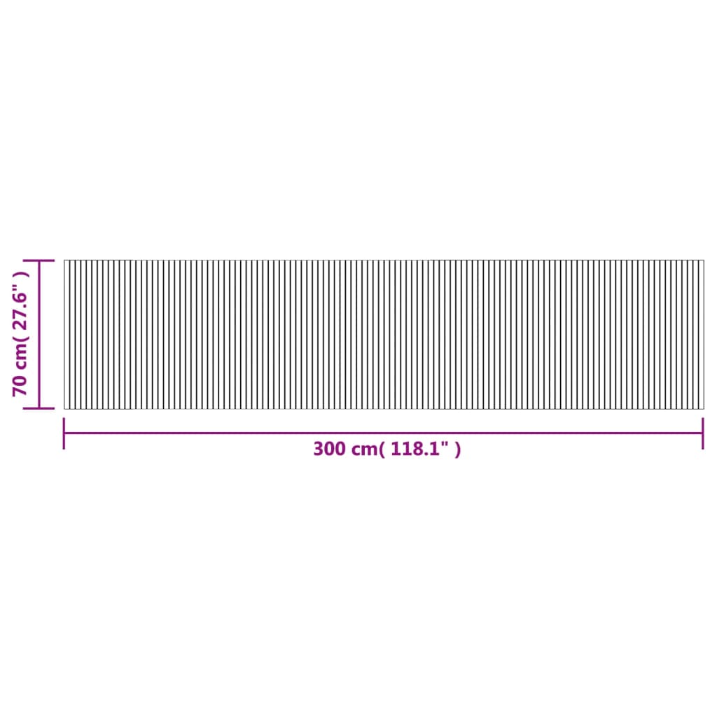 Lattiamatto suorakaiteen muotoinen musta 70x300 cm bambu