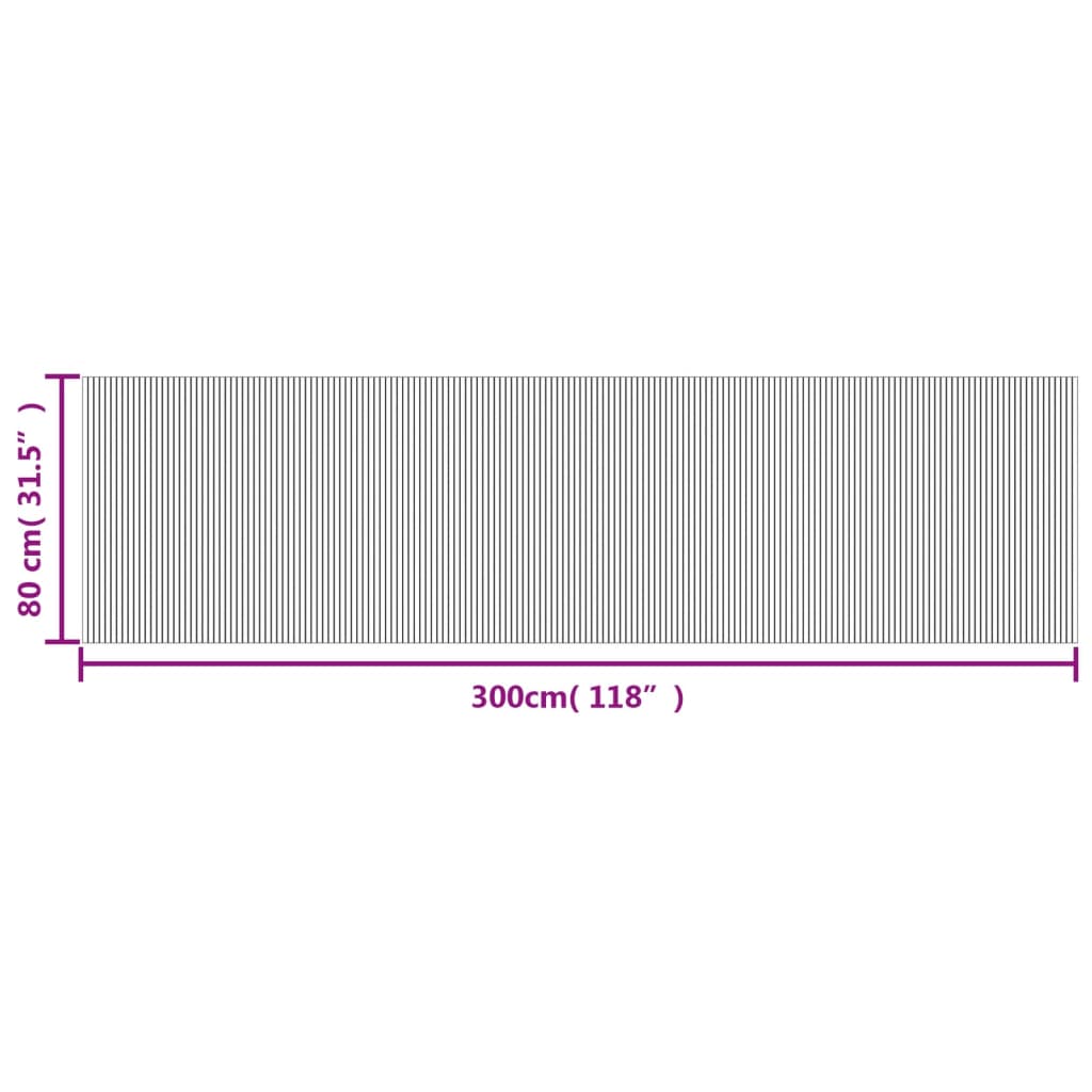 Lattiamatto suorakaiteen muotoinen musta 80x300 cm bambu