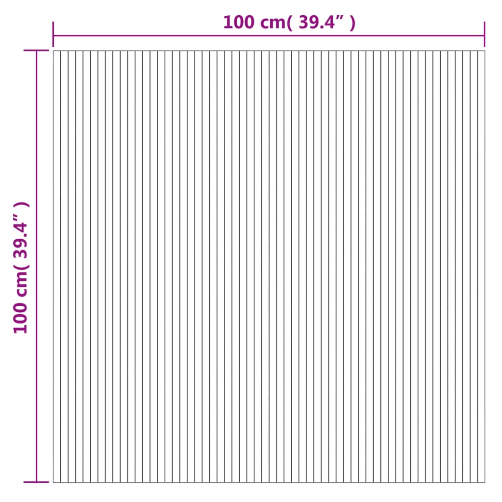 Lattiamatto suorakaiteen muotoinen ruskea 100x100 cm bambu