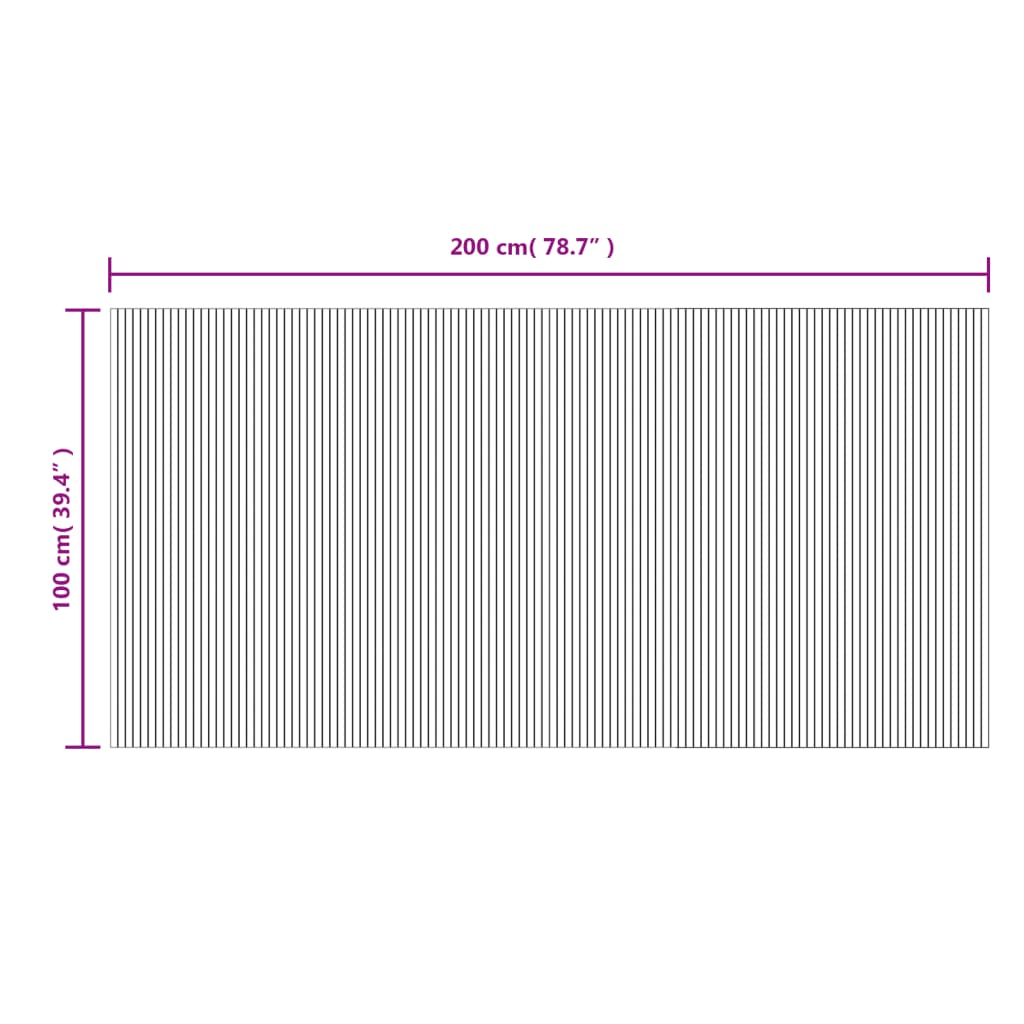 Lattiamatto suorakaiteen muotoinen vaalea luonnon 100x200 cm bambu