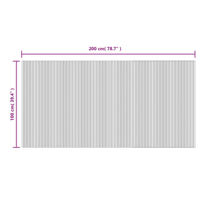 Lattiamatto suorakaiteen muotoinen vaalea luonnon 100x200 cm bambu