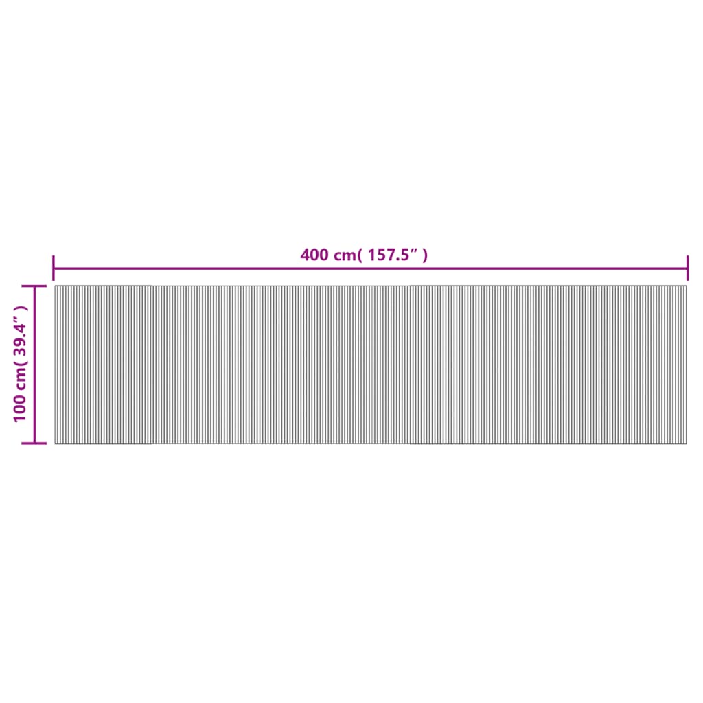 Lattiamatto suorakaiteen muotoinen ruskea 100x400 cm bambu