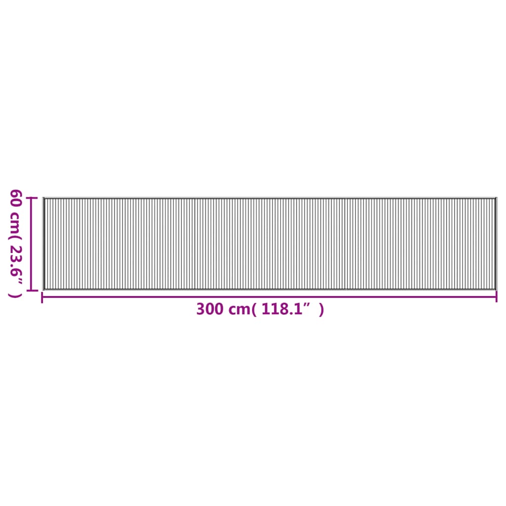 Lattiamatto suorakaiteen muotoinen musta 60x300 cm bambu