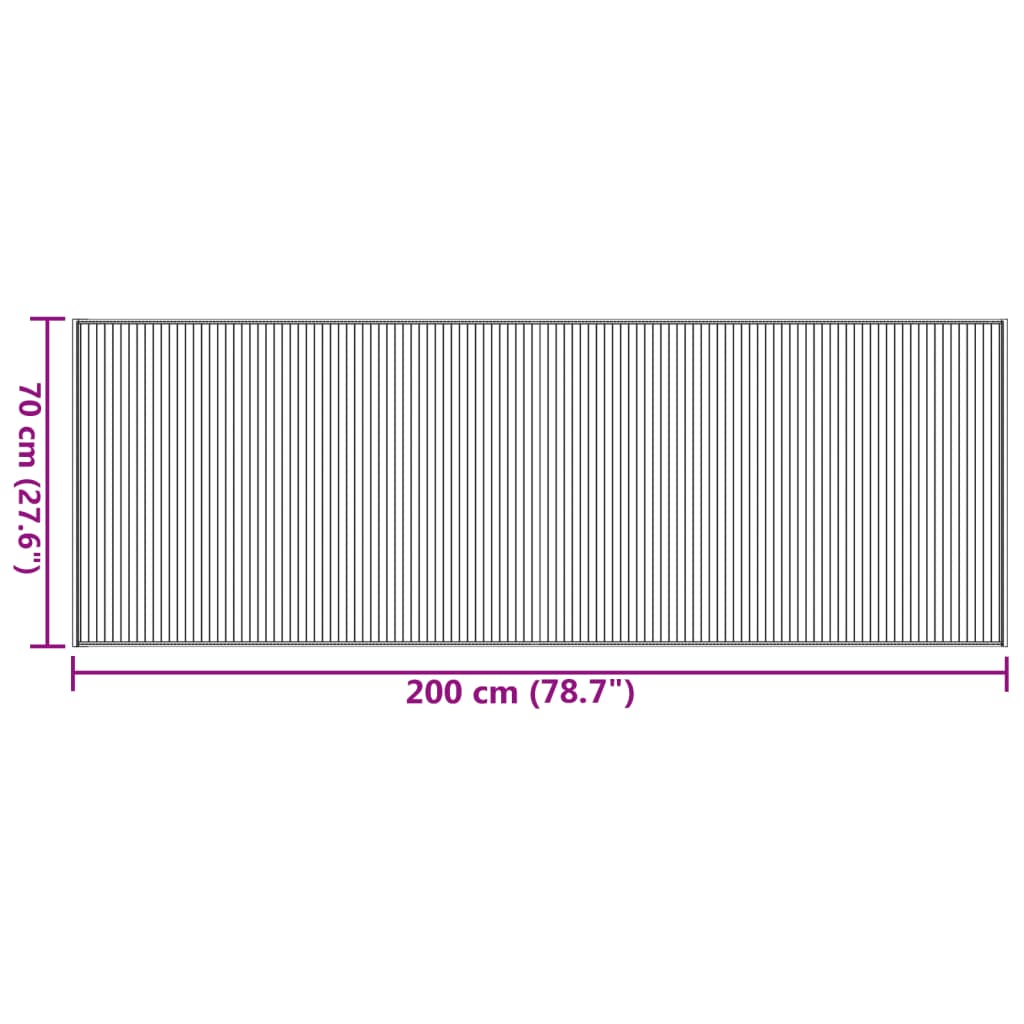 Lattiamatto suorakaiteen muotoinen ruskea 70x200 cm bambu