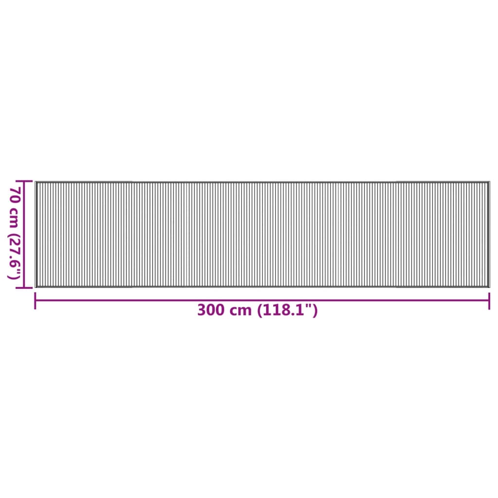 Lattiamatto suorakaiteen muotoinen musta 70x300 cm bambu