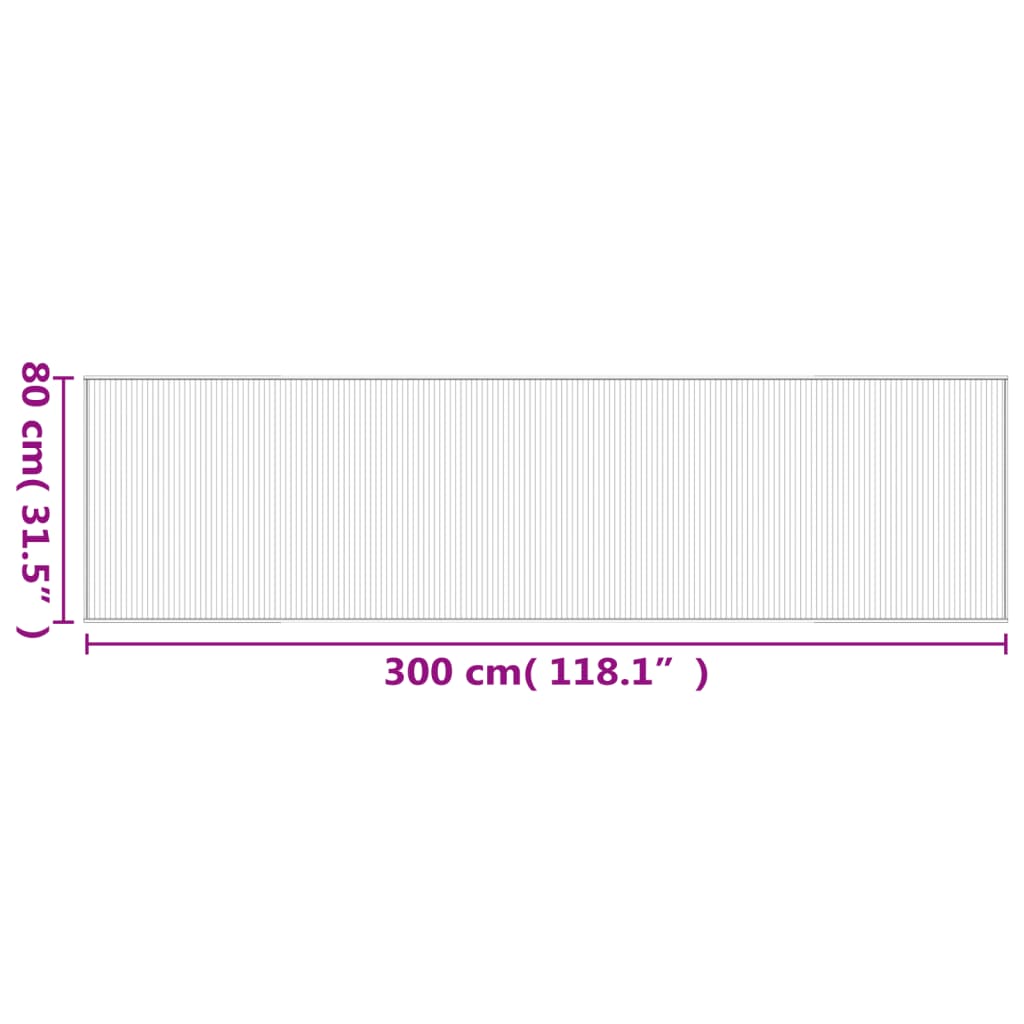 Lattiamatto suorakaiteen muotoinen musta 80x300 cm bambu