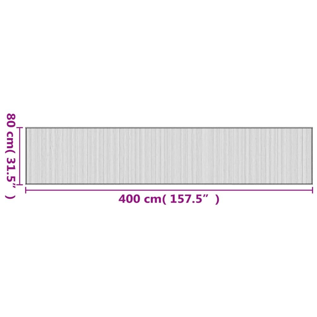 Lattiamatto suorakaiteen muotoinen musta 80x400 cm bambu