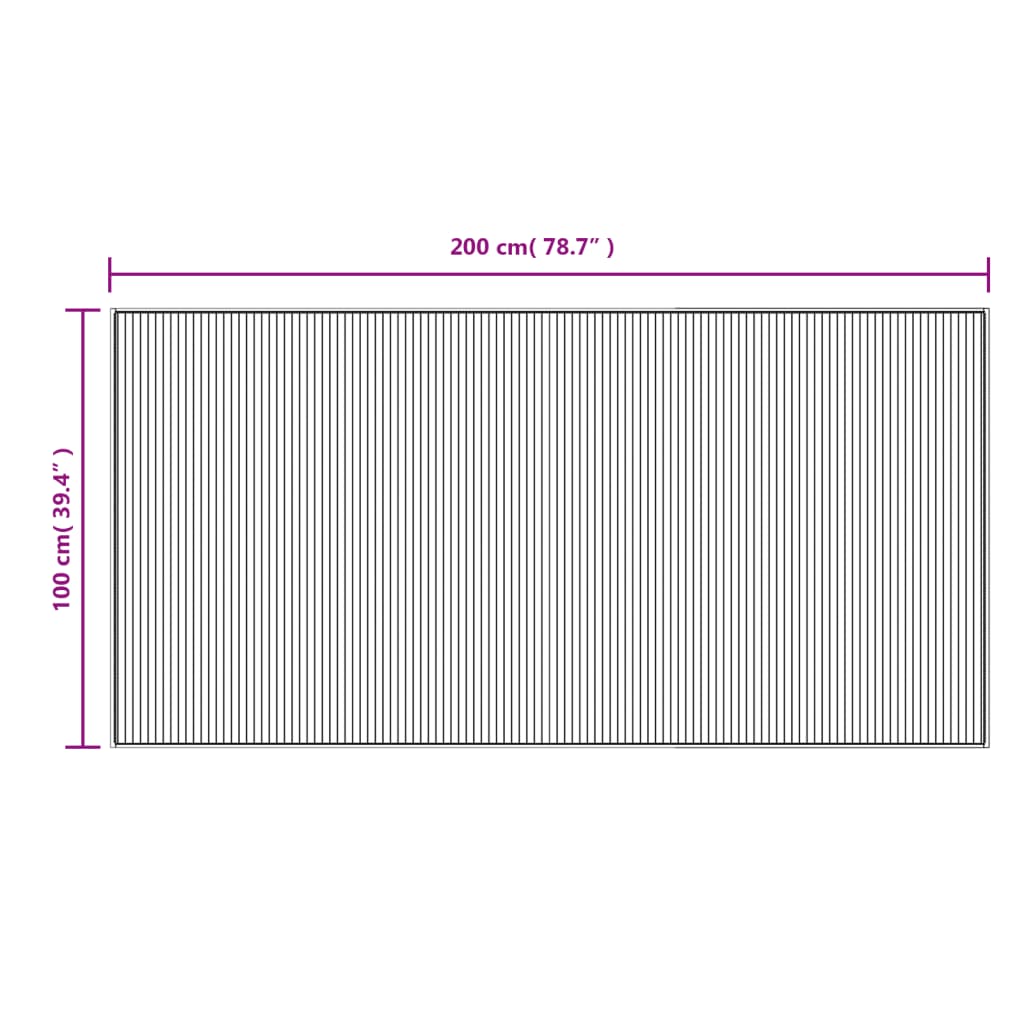 Lattiamatto suorakaiteen muotoinen vaalea luonnon 100x200 cm bambu