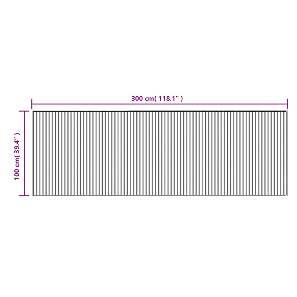 Lattiamatto suorakaiteen muotoinen musta 100x300 cm bambu