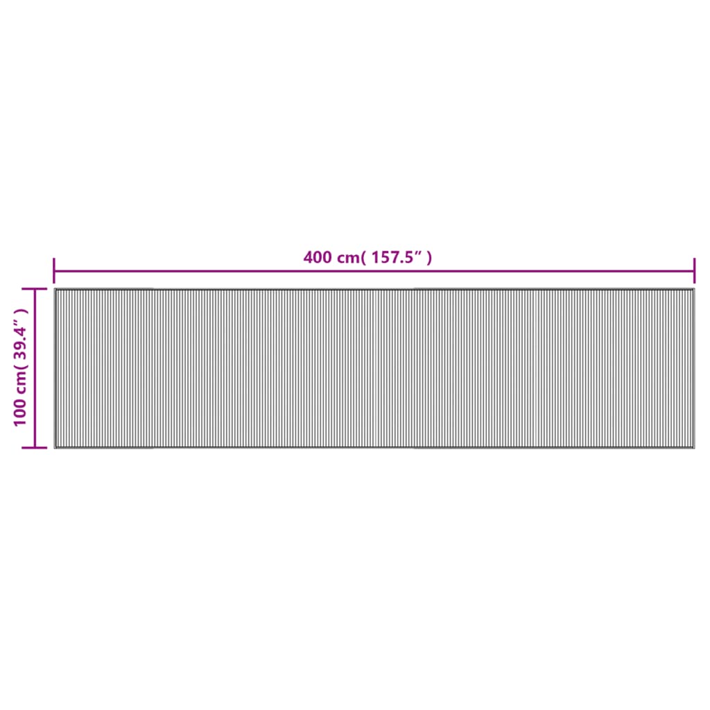 Lattiamatto suorakaiteen muotoinen musta 100x400 cm bambu