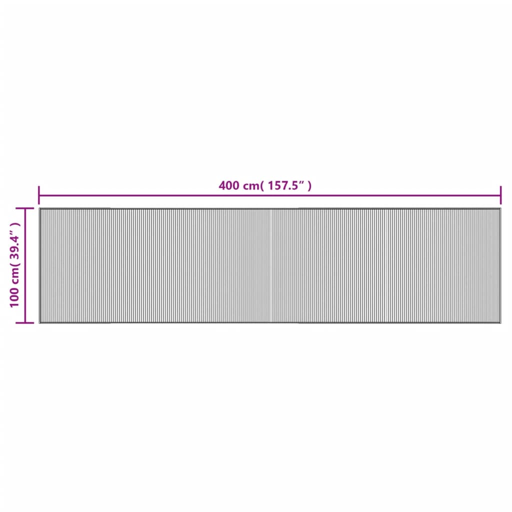 Lattiamatto suorakaiteen muotoinen ruskea 100x400 cm bambu