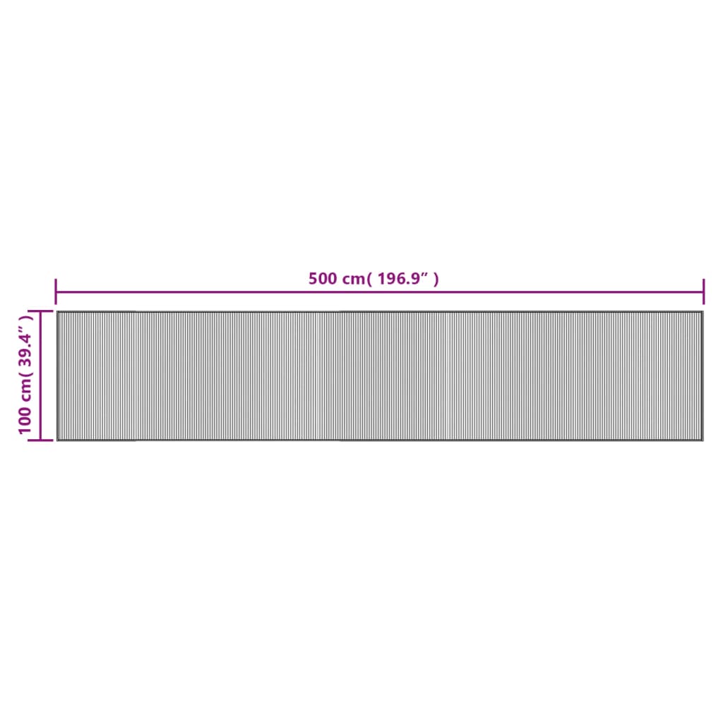 Lattiamatto suorakaiteen muotoinen luonnollinen 100x500 cm bambu