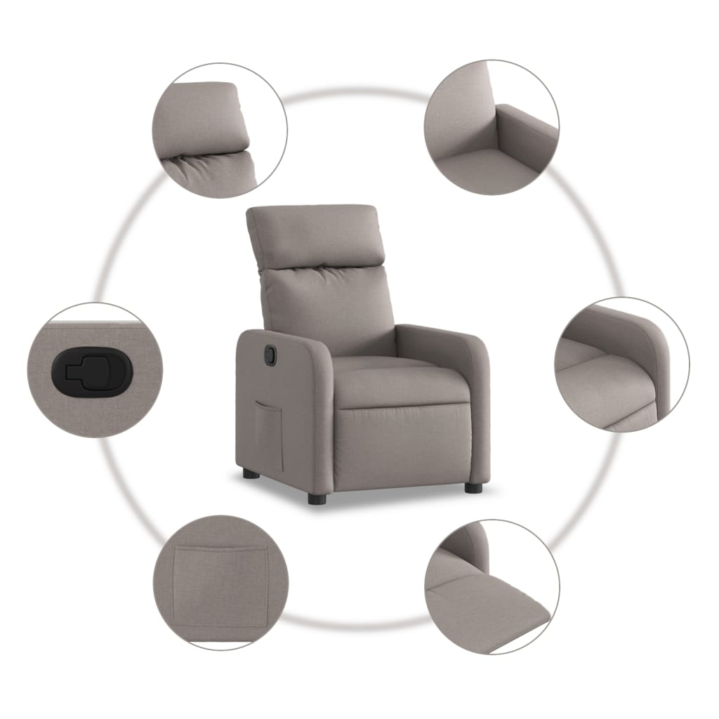 Nojatuoli Recliner taupe kangasta