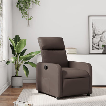 Fåtölj brun Recliner konstläder