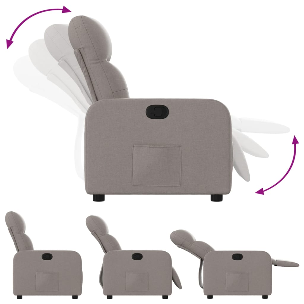 Nojatuoli Recliner taupe kangasta