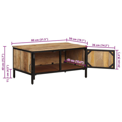 Sohvapöytä 80x50x40 cm massiivi karkeaa mangopuuta