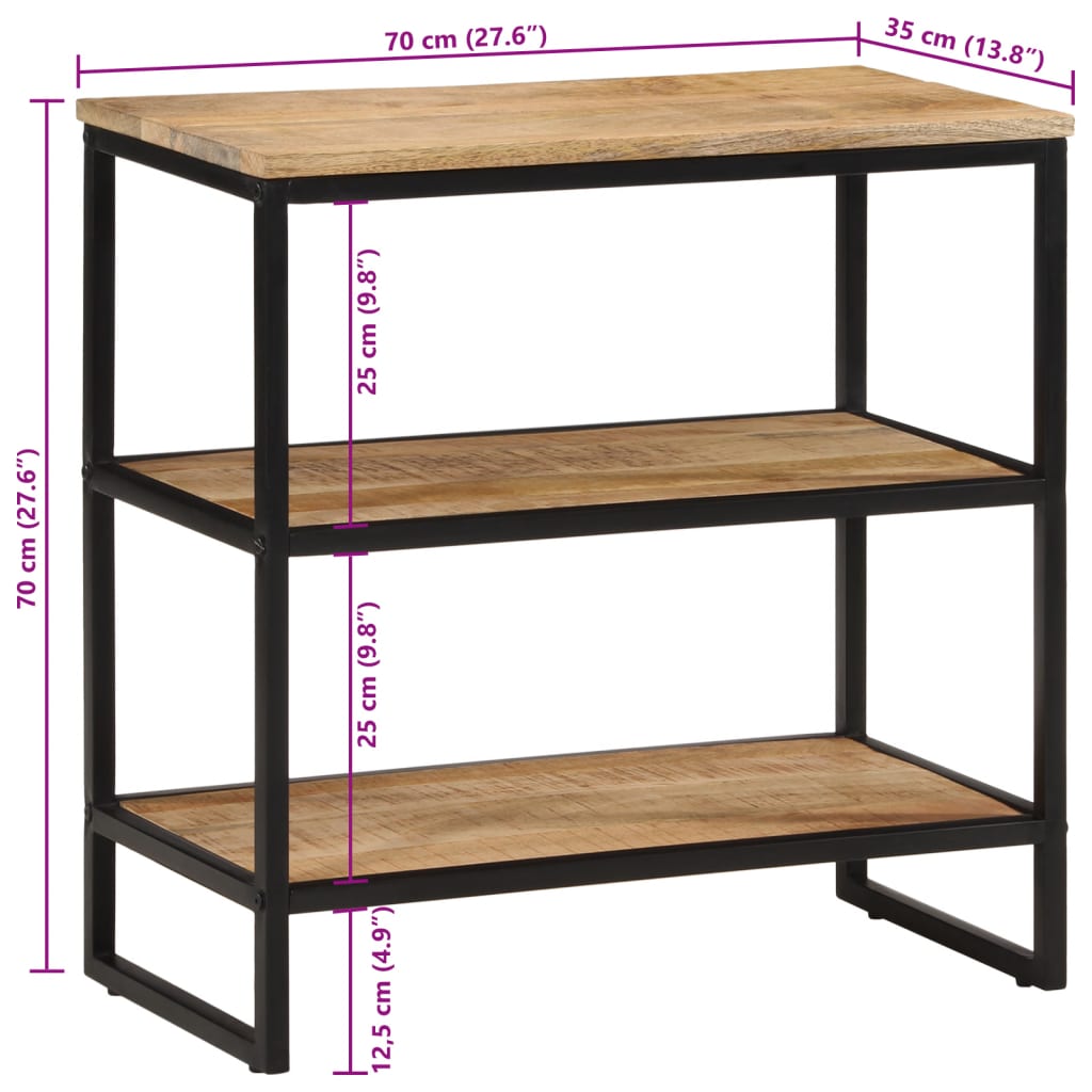 Avlastningsbord konsolbord massiv trä mangoträ 70x35x70 cm