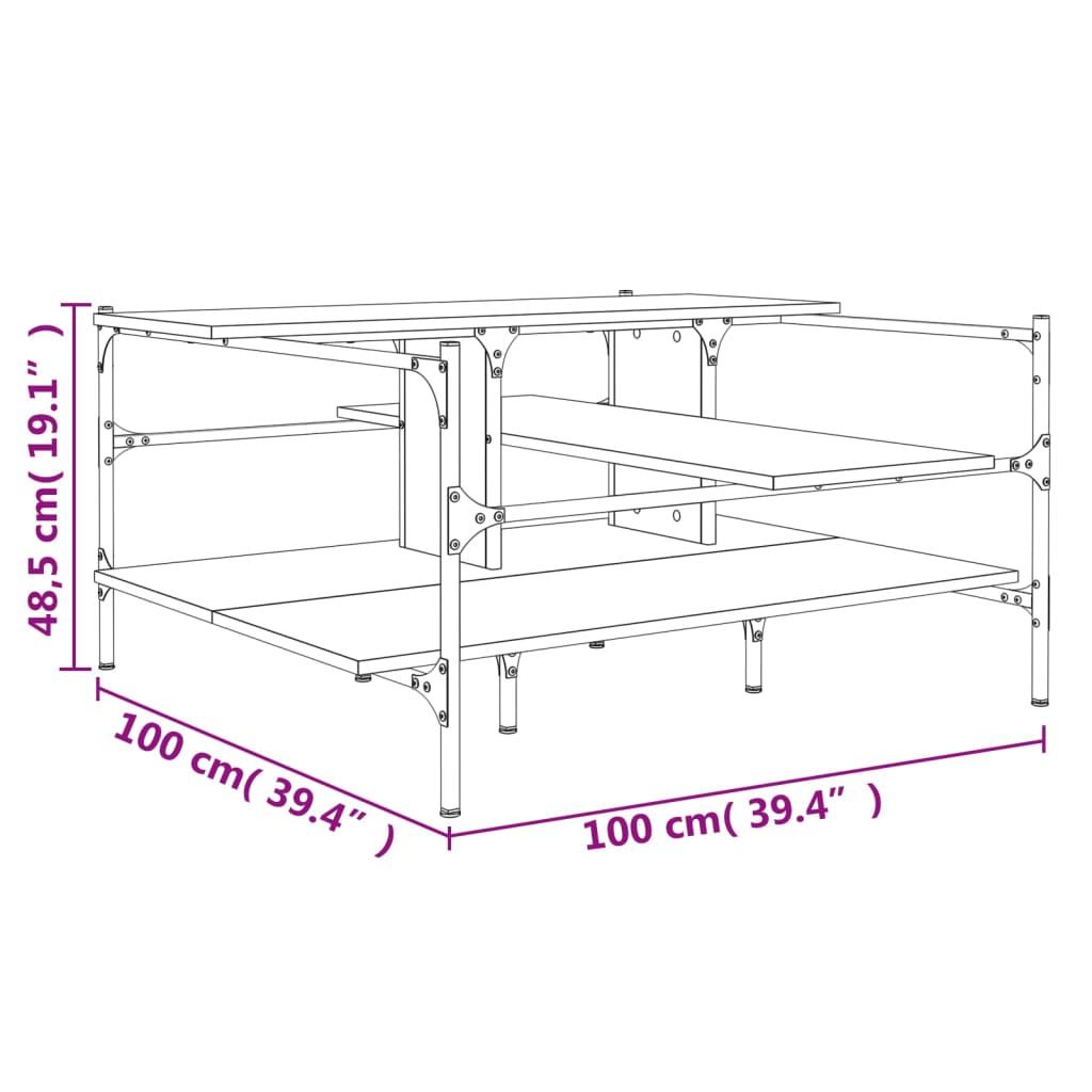 Soffbord svart 100x100x48,5 cm