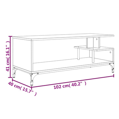 TV-möbel sonoma ek TV-bänk 102x40x41 cm trä pulverlackerat stål