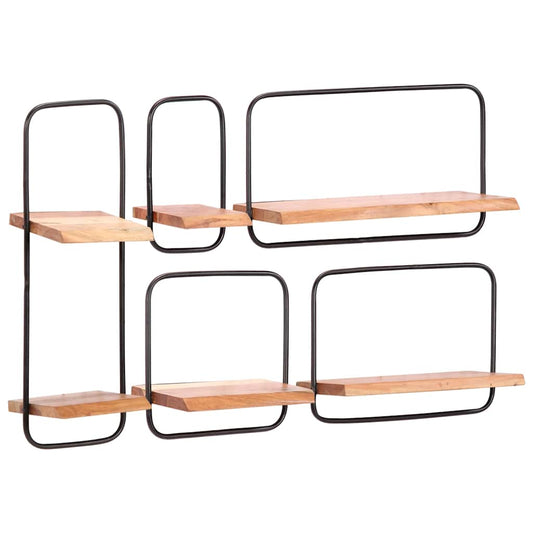 Vägghylla Trä 5 delar massivt Trä akacia