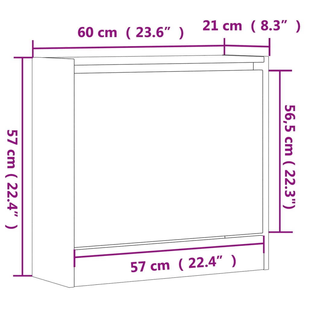 Kenkäteline Kenkäkaappi Kenkähylly sonoma harmaa 60x21x57 cm