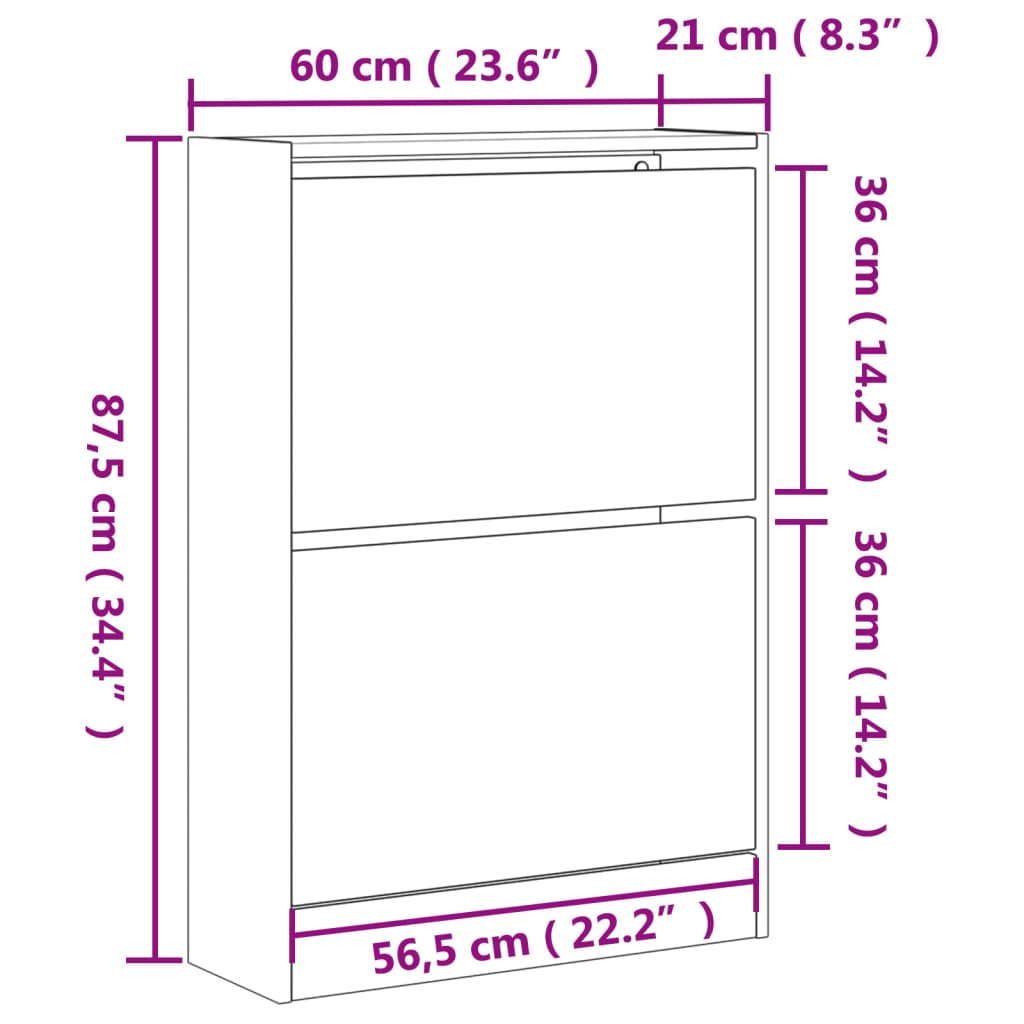 Skoställ Skoskåp vit Skohylla 60x21x87,5 cm