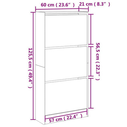 Skoställ Skoskåp vit Skohylla 60x21x125,5 cm