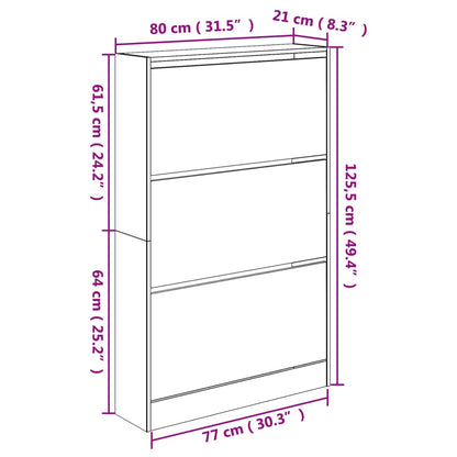 Kenkäteline Kenkäkaappi Kenkähylly sonoma tammi 80x21x125,5 cm