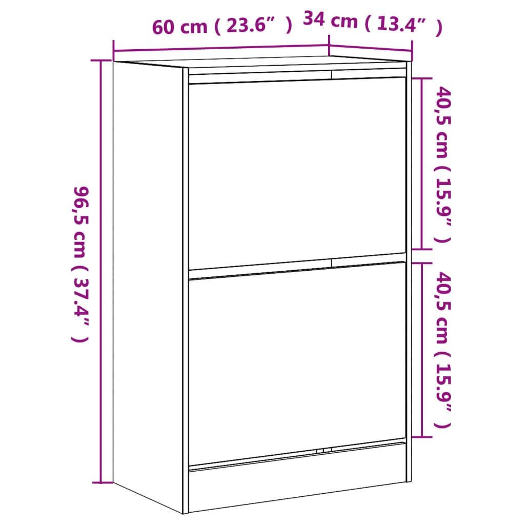 Skoställ Skoskåp vit Skohylla 60x34x96,5 cm