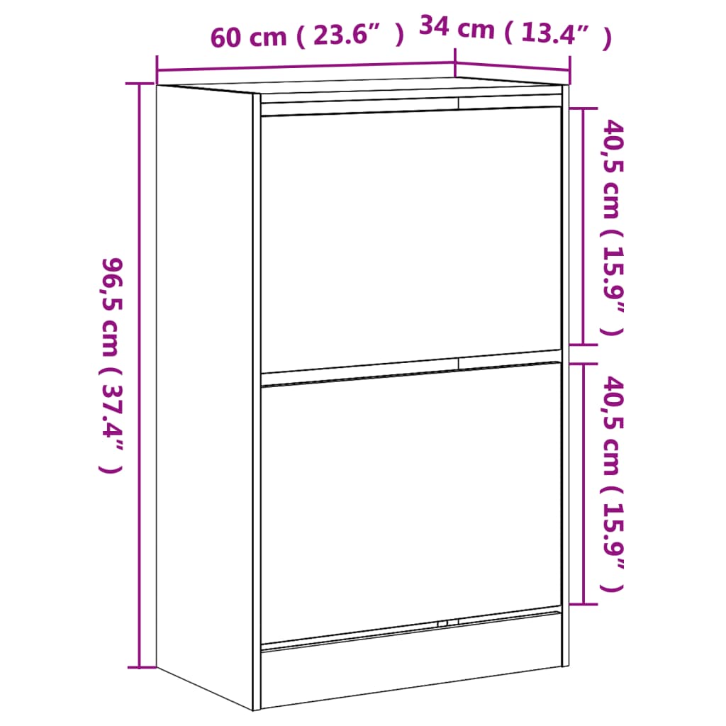 Kenkäteline Kenkäkaappi Kenkähylly sonoma tammi 60x34x96,5 cm