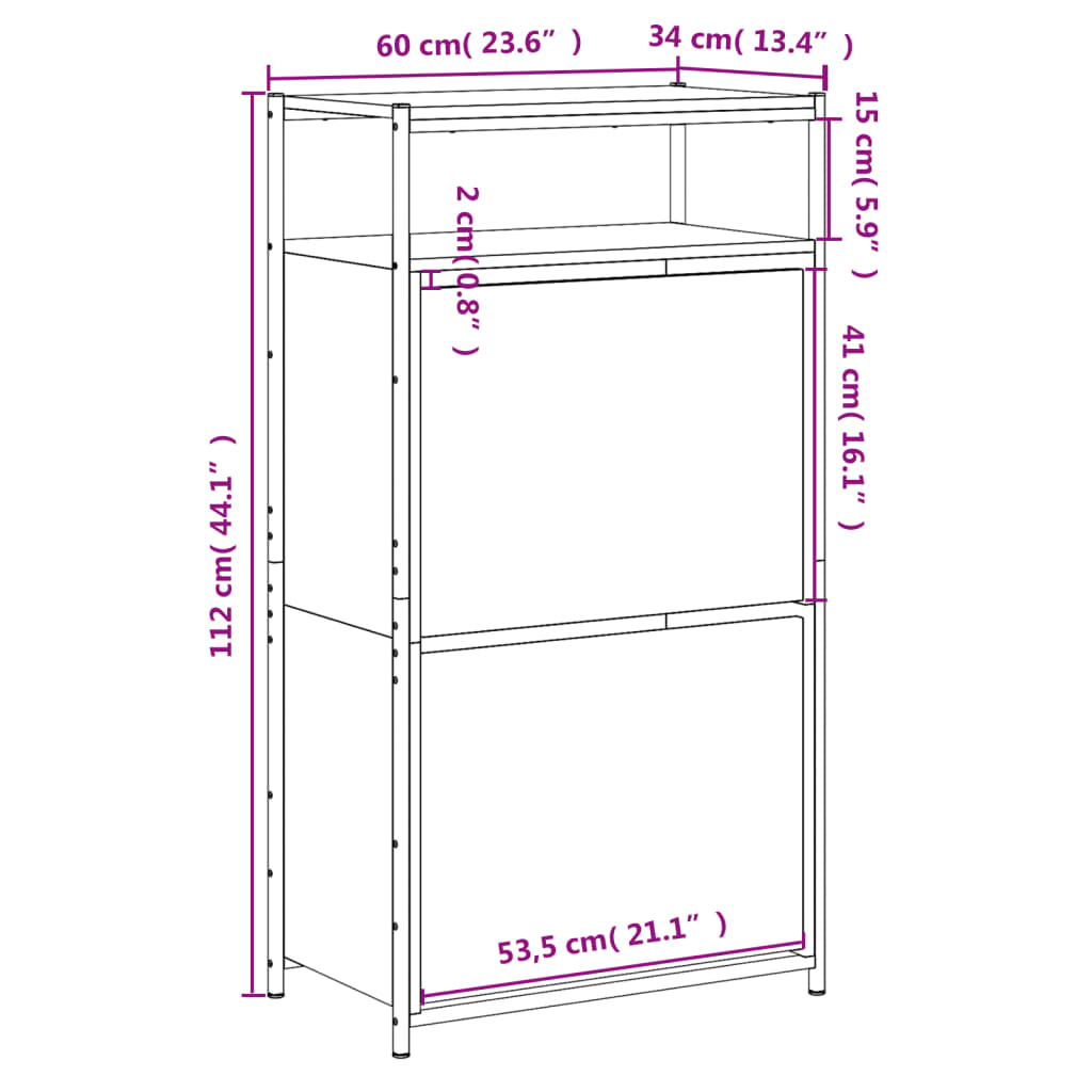 Kenkäteline Kenkäkaappi Kenkähylly sonoma tammi 60x34x112 cm