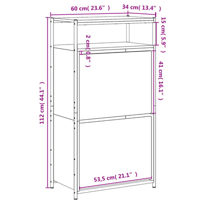 Kenkäteline Kenkäkaappi Kenkähylly sonoma tammi 60x34x112 cm