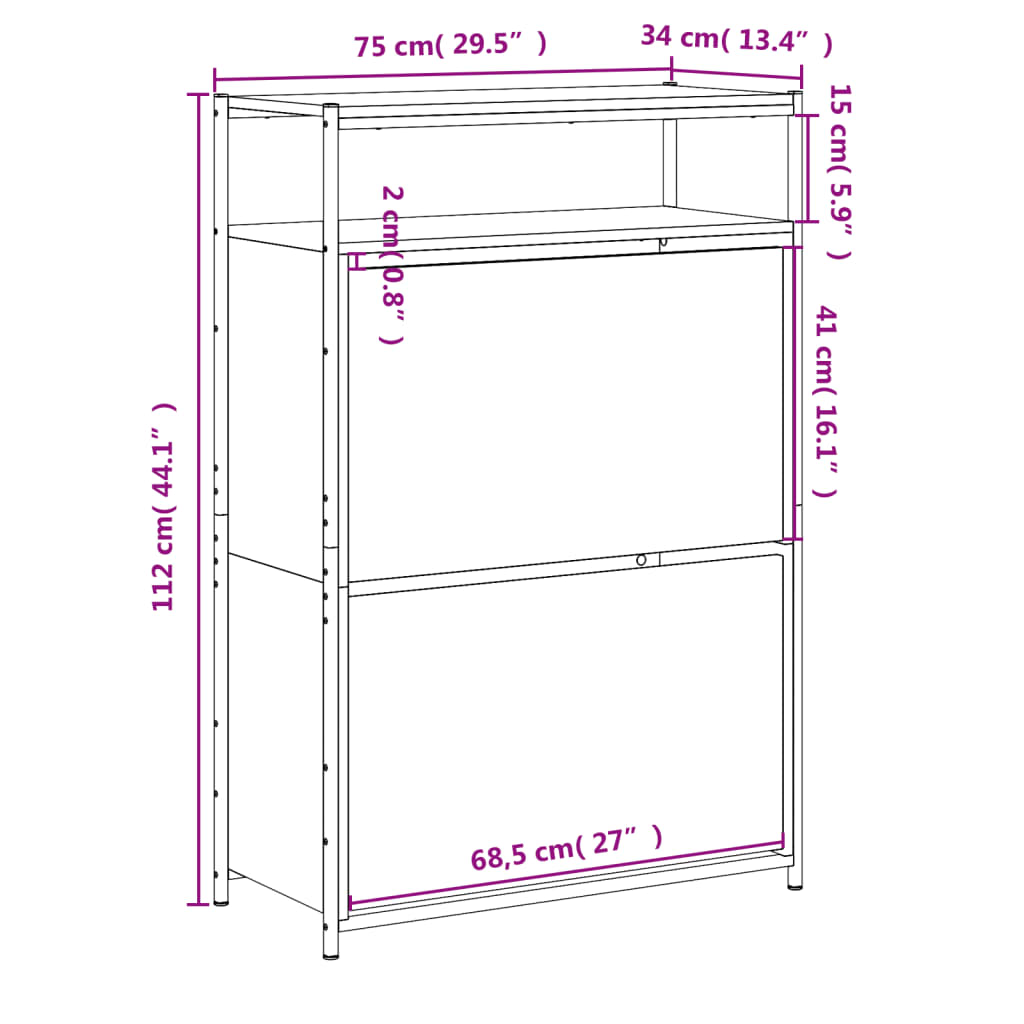 Kenkäteline Kenkäkaappi Kenkähylly musta 75x34x112 cm