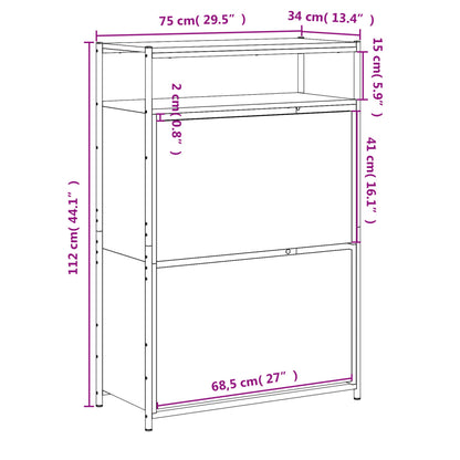 Kenkäteline Kenkäkaappi Kenkähylly musta 75x34x112 cm