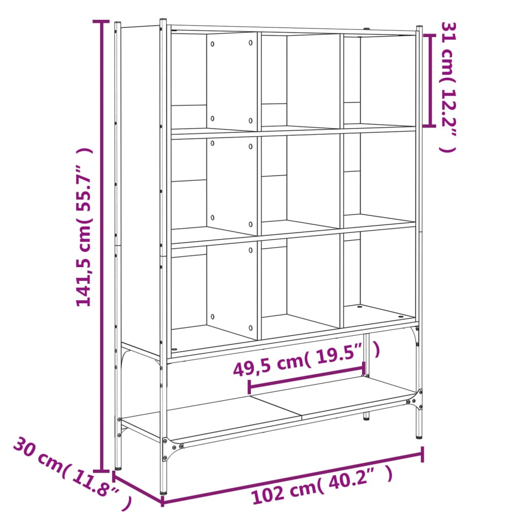 Kirjahylly ruskea tammi 102x30x141,5 cm