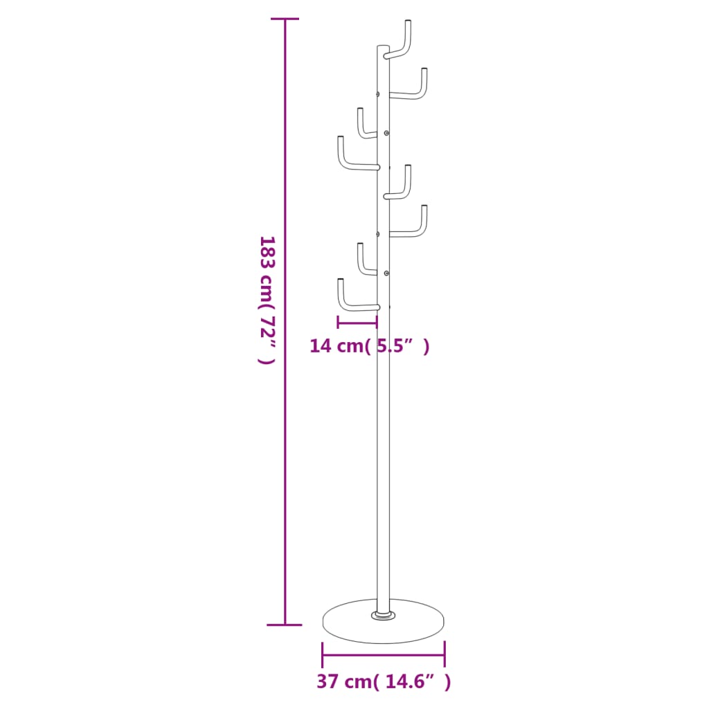 Klädhängare vit 183 cm pulverlackerat järn