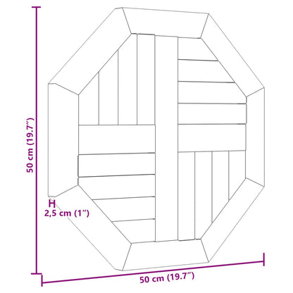 Bordsskiva massiv teak 50x50x2,5 cm åttakantig