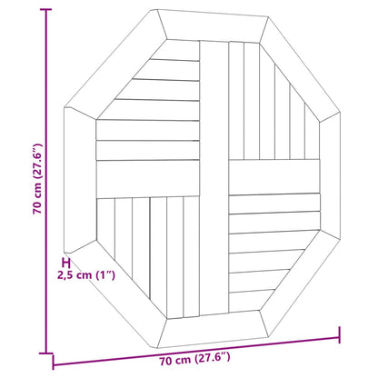 Bordsskiva massiv teak 70x70x2,5 cm åttakantig