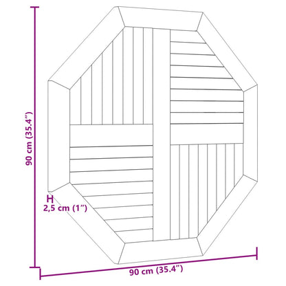 Bordsskiva massiv teak 90x90x2,5 cm åttakantig