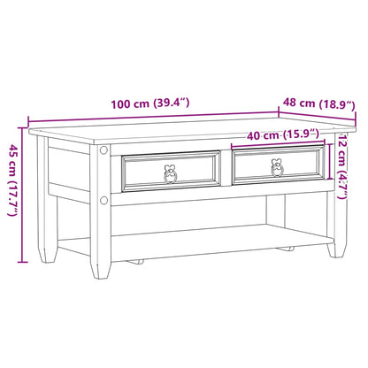 Soffbord massiv trä med lådor möbelserie CORONA 100x48x45 cm