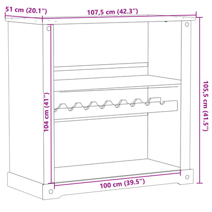 Vinställ Vinskåp möbelserie CORONA 107,5x51x105,5 cm massiv furu