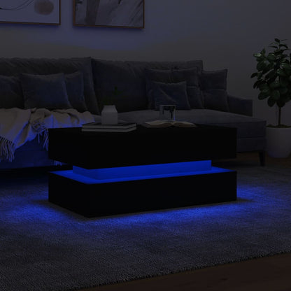 Sohvapöytä LED mustalla 90x50x40 cm